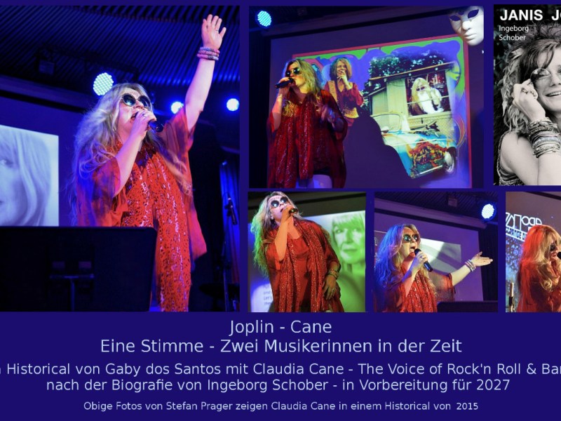 Joplin/Cane – Zwei Musikerinnen in ihrer Zeit: Ein Historical von Gaby dos Santos mit Claudia Cane & Band im&nbsp;Livemusik-Teil